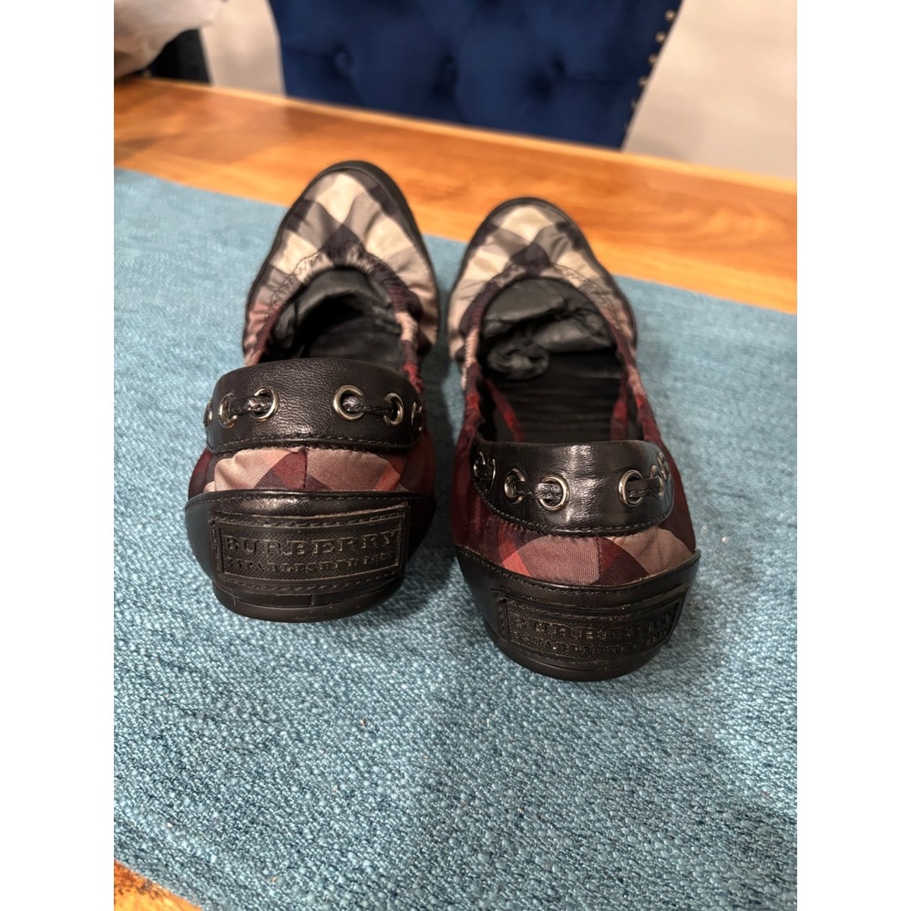 Burberry Winter Claret House Check Nylon Ballet Flats Size 40 EUR 9 US - Picture 4 of 7